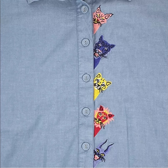 DANGERFIELD Chambray Wildcat Boxy Shirt Size 10 - Picture 3 of 5